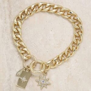 Ettika Starry Charms Gold Chunky Chain Link Bracelet with extenders